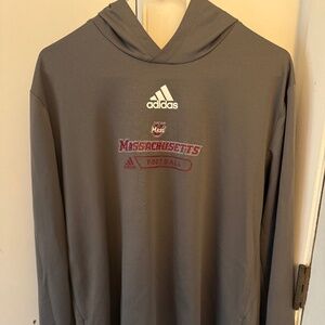 Adidas UMass Football TEAM ISSUED Grey Hooded Shirt